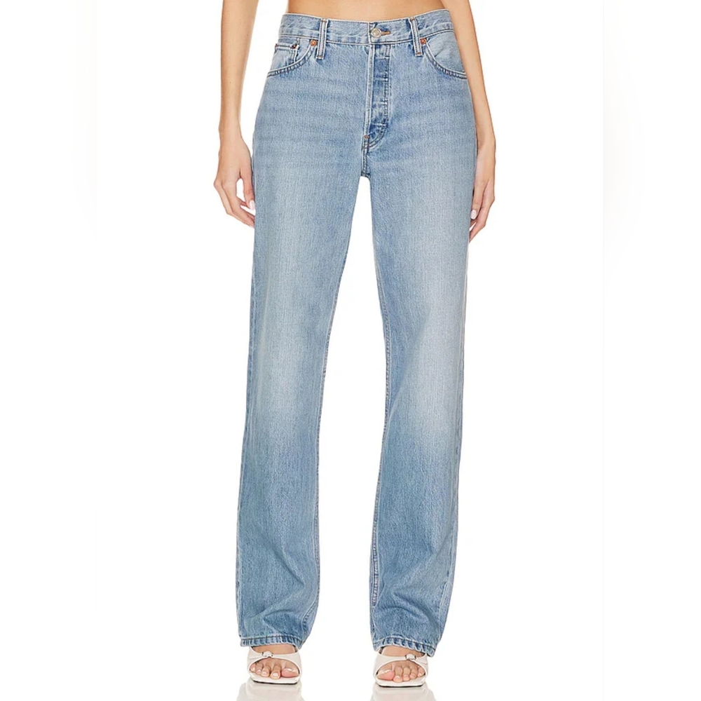 NWT Re/Done The Original: The Long Loose Button Fly Jeans In Wasted Indigo. 28